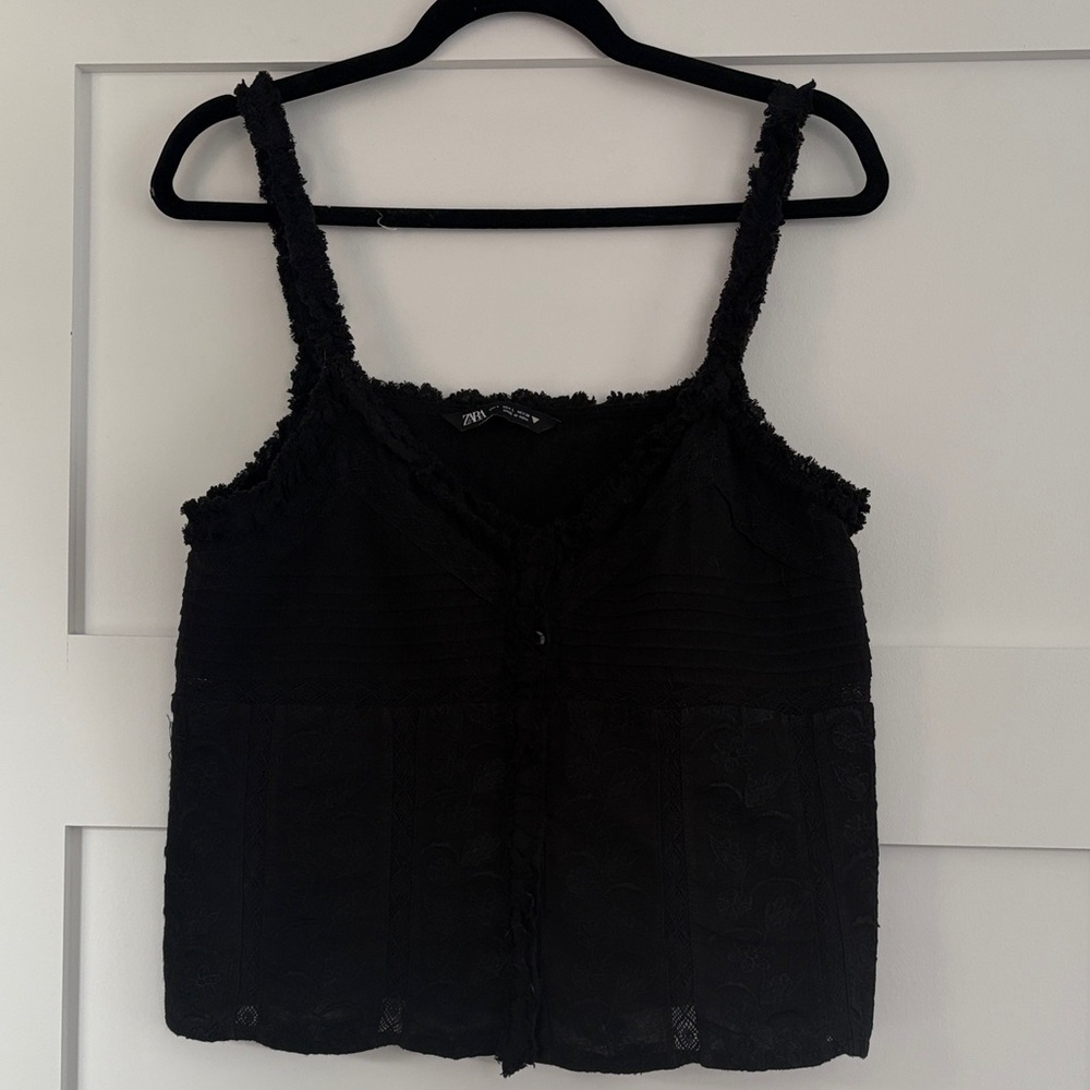 Zara Black Textured Camisole Top